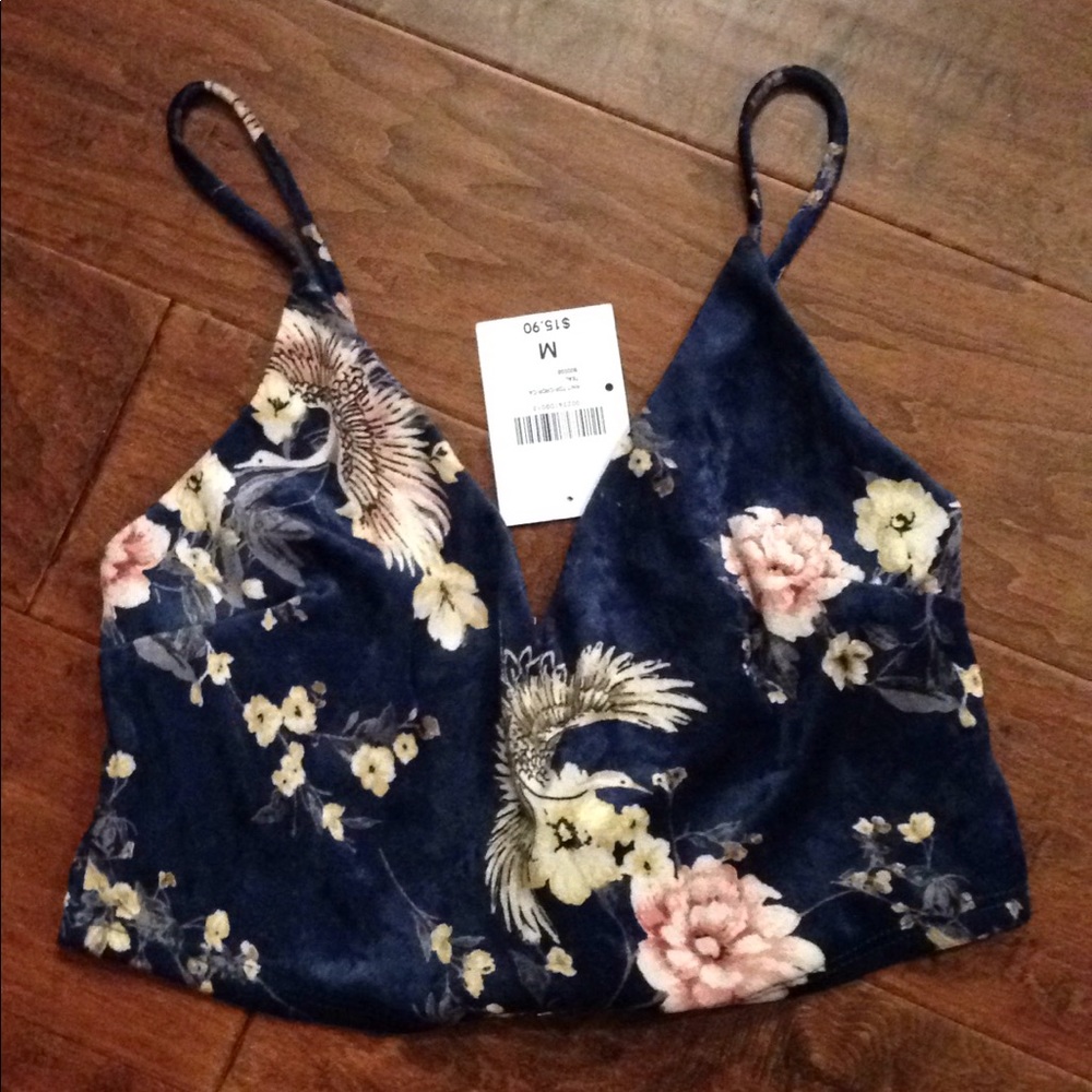 Navy velvet crop top